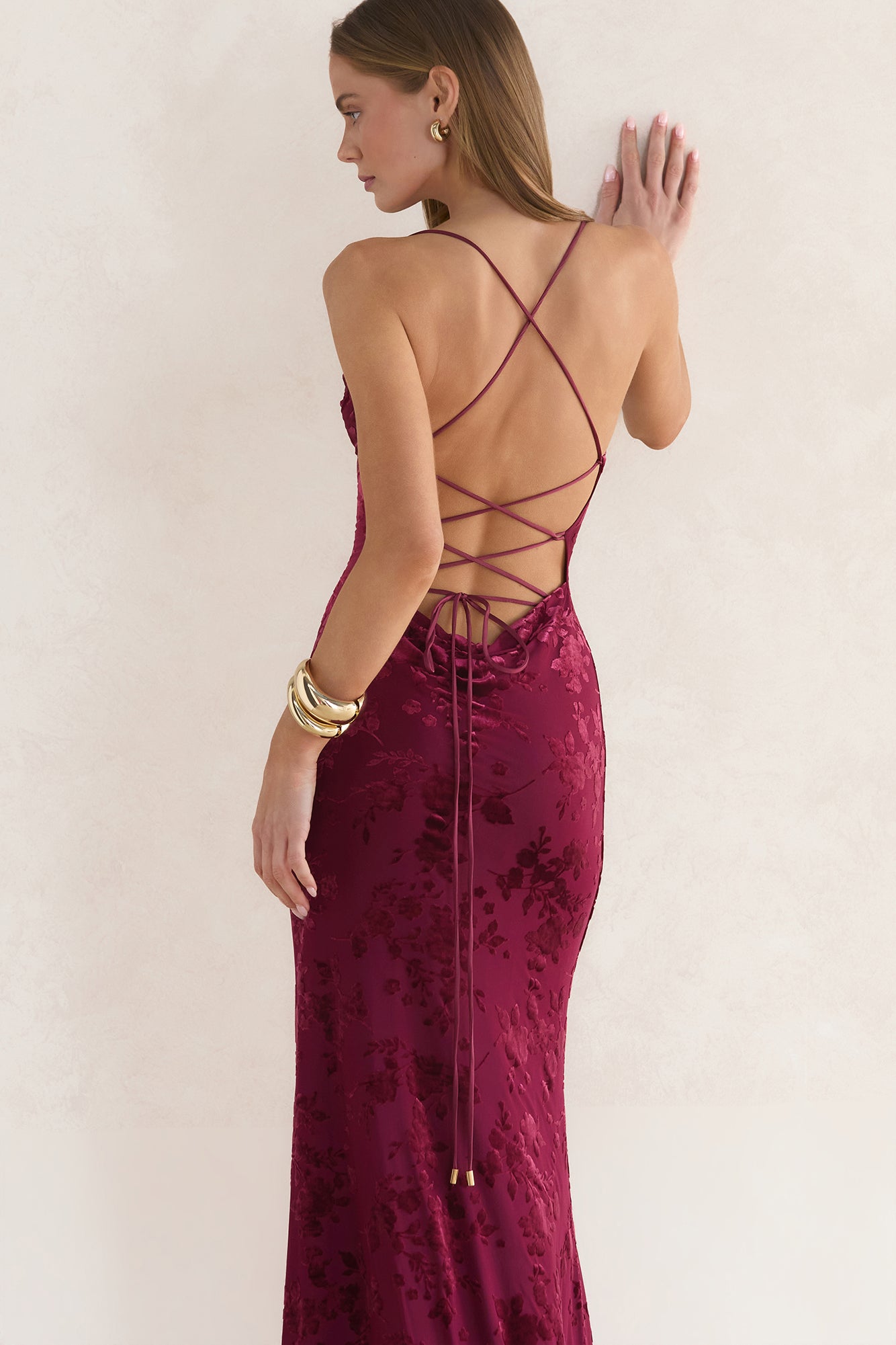 Group Chat Maxi Dress Wine