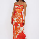 Fresh Blossom Maxi Dress Orange