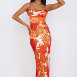 Fresh Blossom Maxi Dress Orange