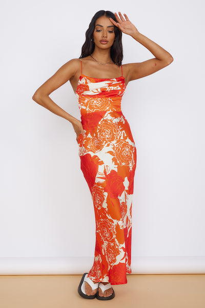 Fresh Blossom Maxi Dress Orange