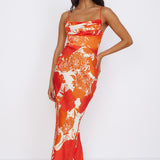 Fresh Blossom Maxi Dress Orange