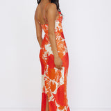 Fresh Blossom Maxi Dress Orange