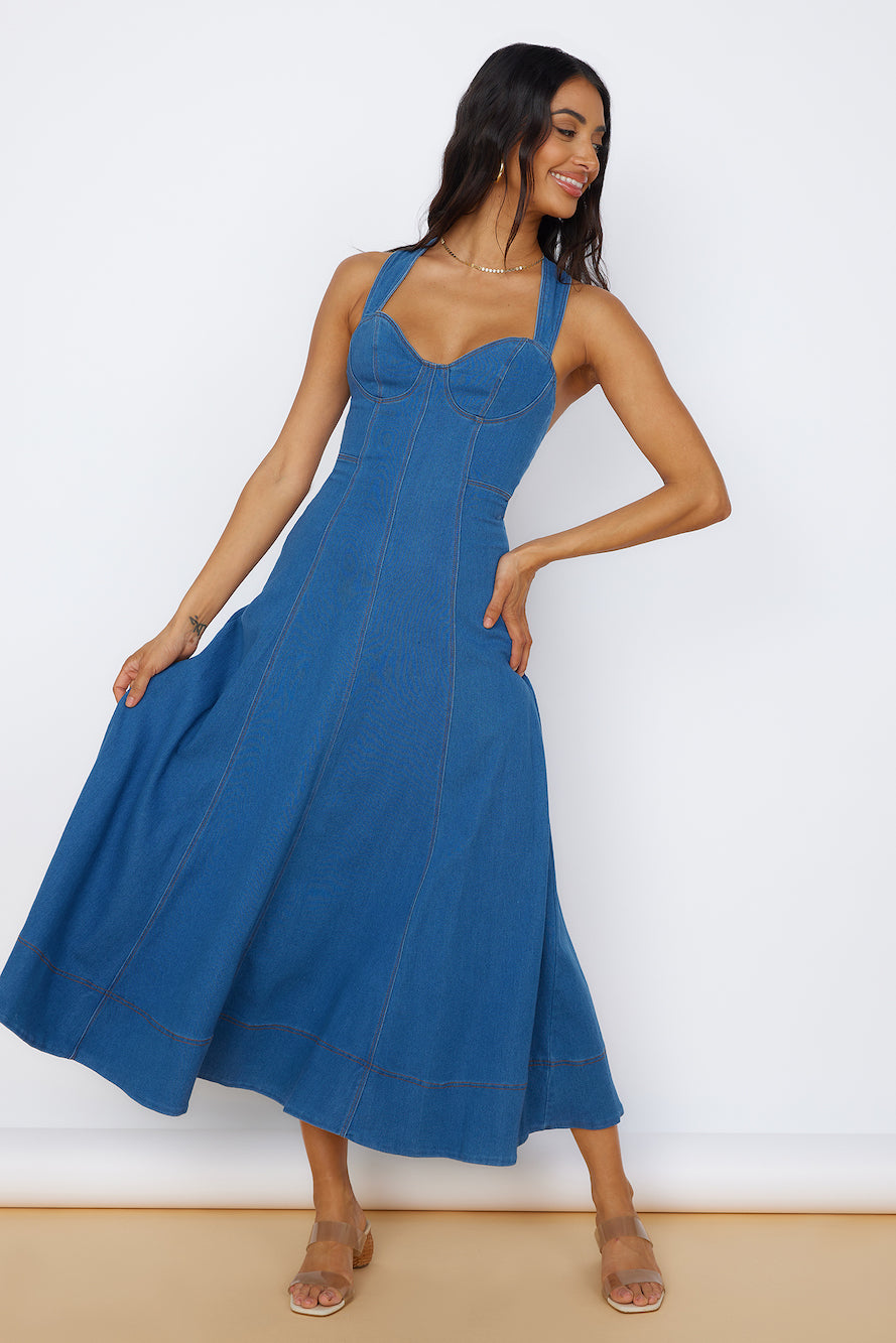 Denim Women's Midi Dresses Australia | Fortunate One Denim Women's Midi Dresses Australia | Fortunate One