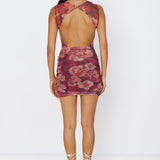 RUNAWAY THE LABEL Greer Dress Wine Floral