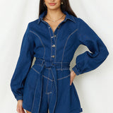 Tell It All Playsuit Denim