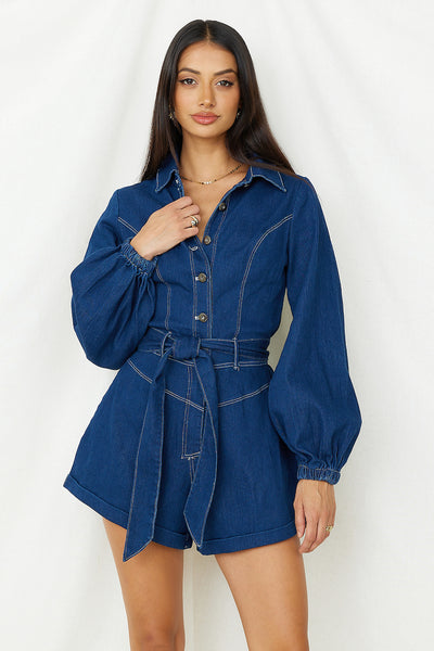 Tell It All Playsuit Denim