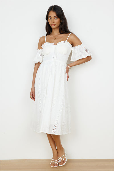 Basque Midi Dress White