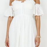 Basque Midi Dress White