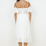 Basque Midi Dress White