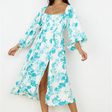 Sweet Epiphany Midi Dress Blue Floral