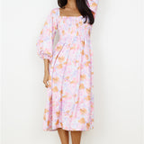 Sunset Blooms Midi Dress Lilac