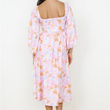 Sunset Blooms Midi Dress Lilac