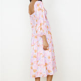 Sunset Blooms Midi Dress Lilac