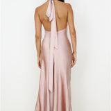 In My Feelings Satin Maxi Dress Blush