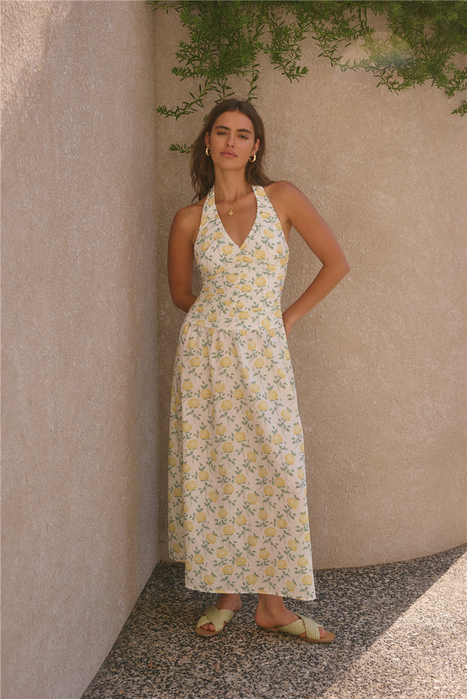 Limoncello Halter Maxi Dress Yellow