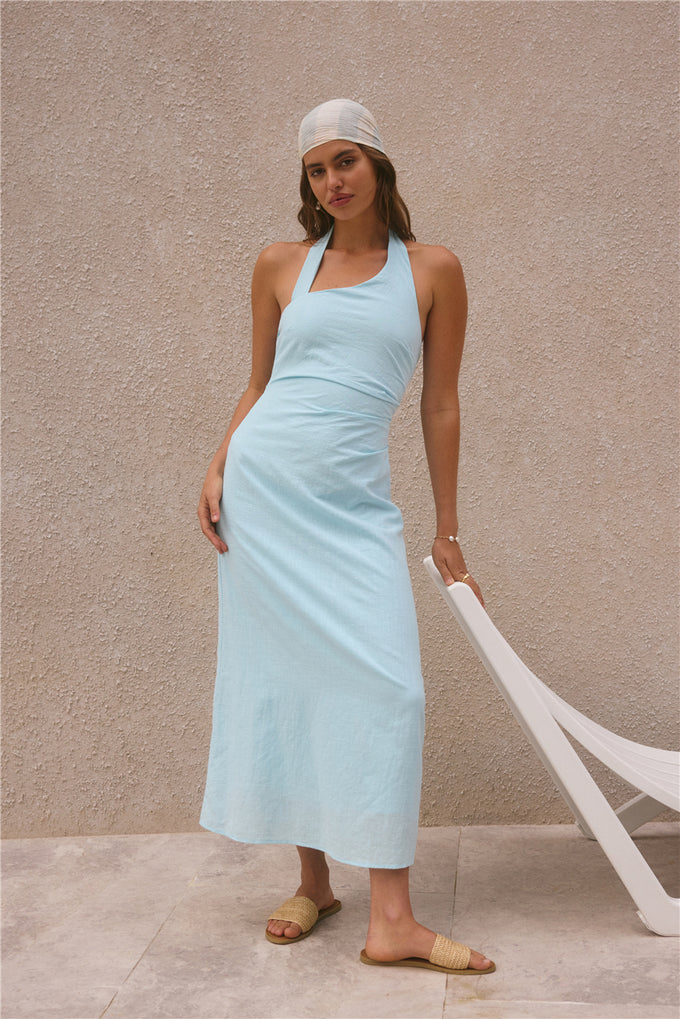 Free Spirited Halter Maxi Dress Blue