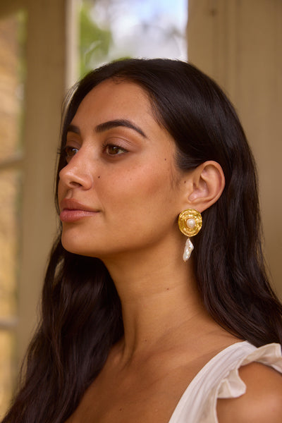 18K Gold Plated Ripple Effect Earrings Gold