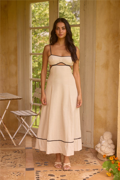 Floating Orchid Maxi Dress White