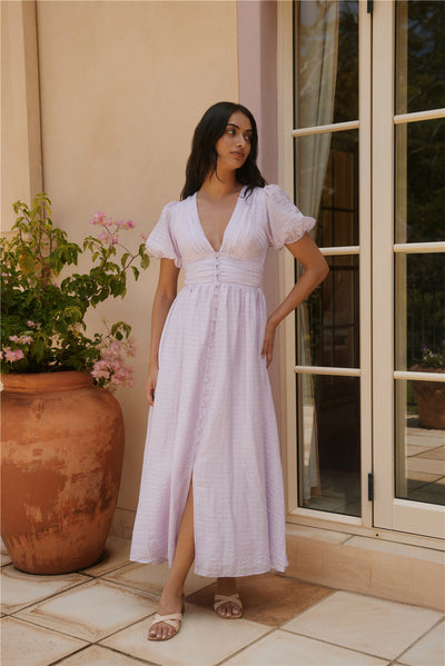 The Busy Bee Maxi Dress in Lilac