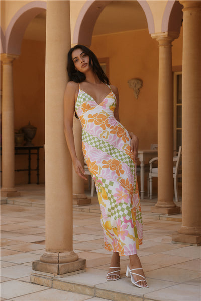 Retro Bloom Maxi Dress Green