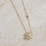 18k Gold Plated Flower Necklace Gold