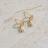 18K Gold Plated Crystal Moon Earrings Gold