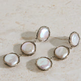 18K Gold Plated Precious Pearls Earrings Silver