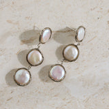 18K Gold Plated Precious Pearls Earrings Silver