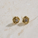 18K Gold Plated Golden Rose Earrings Gold