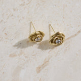 18K Gold Plated Golden Rose Earrings Gold