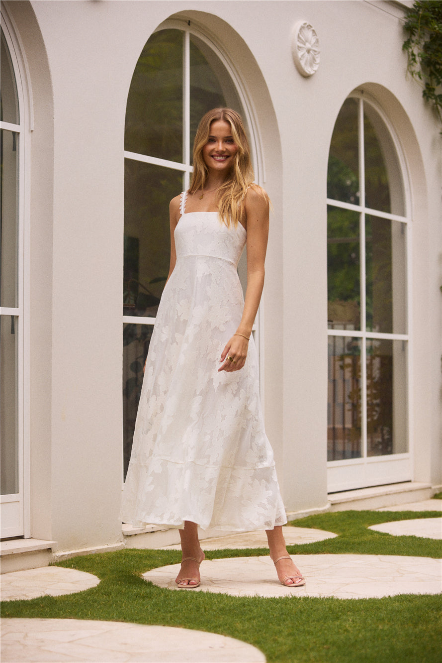 midi dress au Garden Romance Midi Dress White