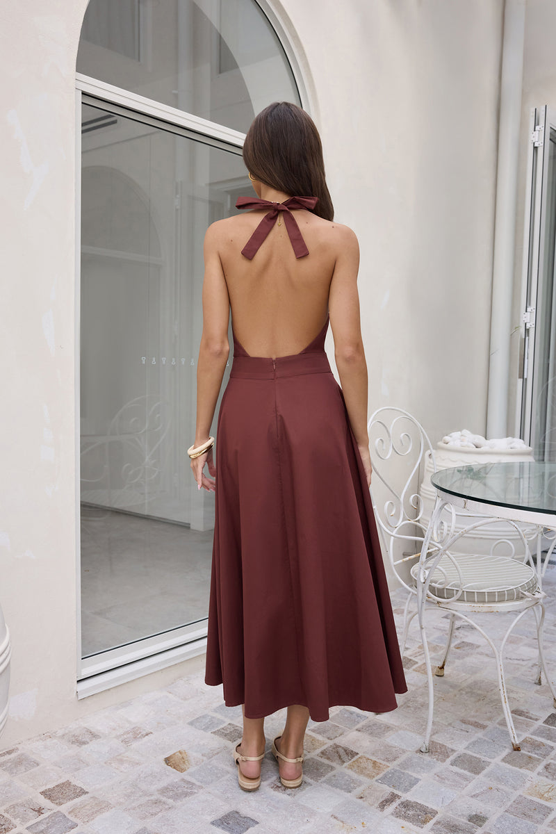 Sands Of Splendor Halter Maxi Dress Brown | Fortunate One