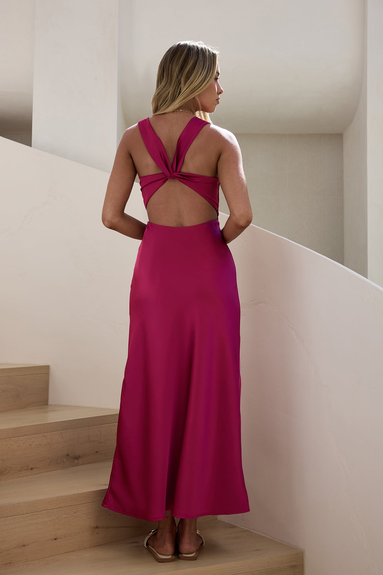 Island Reverie Satin Maxi Dress Magenta | Fortunate One Island Reverie Satin Maxi Dress Magenta | Fortunate One