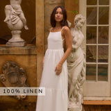 Lacey 100% Linen Maxi Dress White