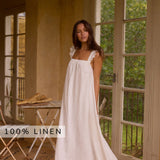 Lily 100% Linen Maxi Dress White