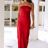 Gleam In Gold Maxi Dress Red