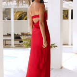 Gleam In Gold Maxi Dress Red