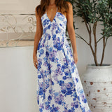 Cross My Heart Halter Maxi Dress Blue