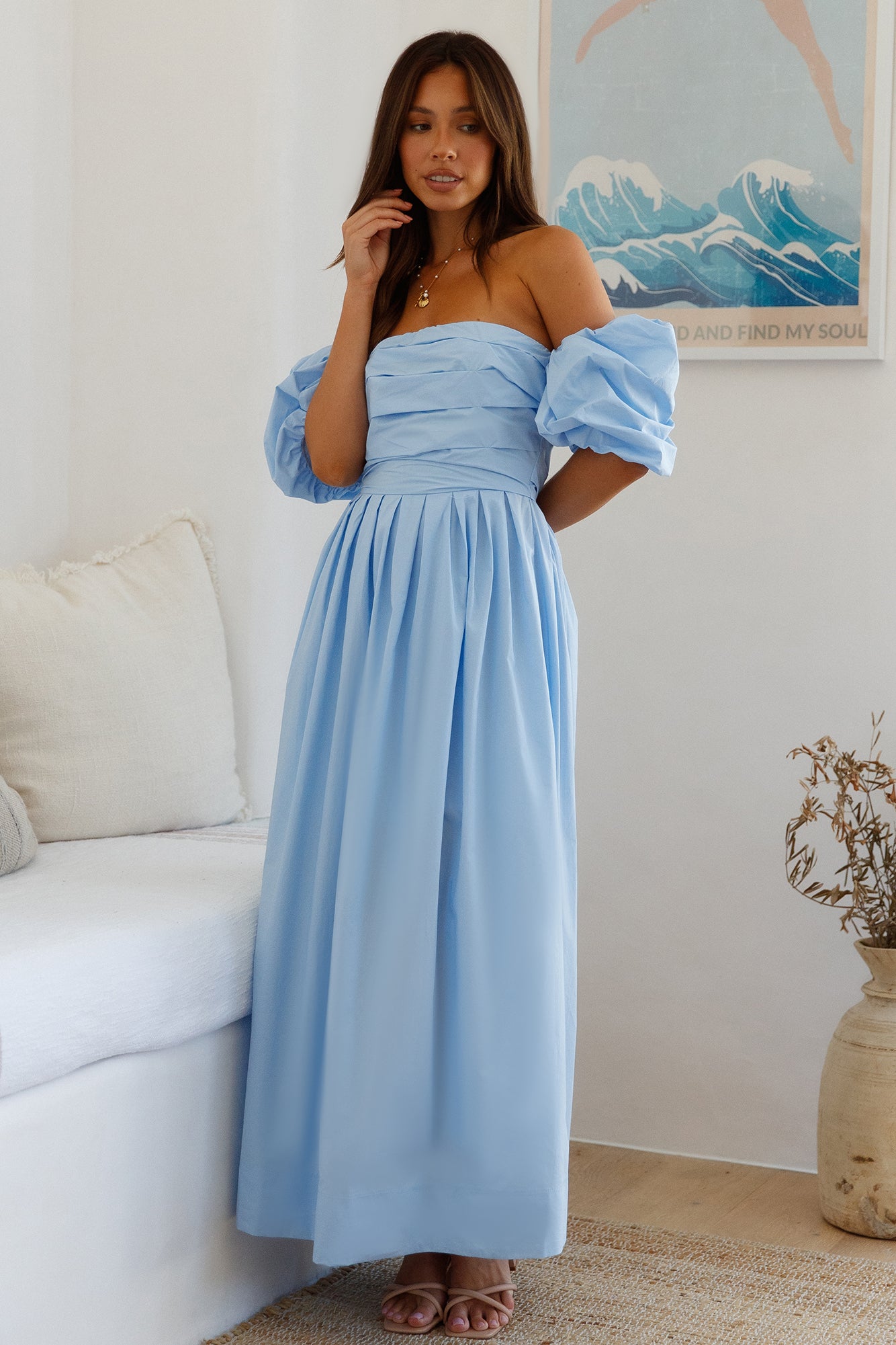 off the shoulder dress au Bella Off Shoulder Maxi Dress Blue