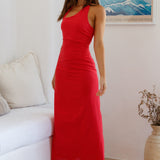 Scarlet Hues Halter Maxi Dress Red