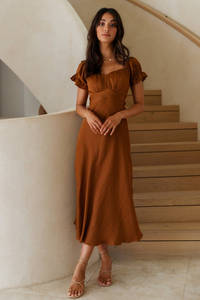 Sumatra Midi Dress Brown
