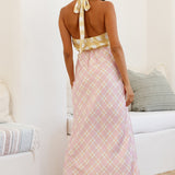 Picnic Date Satin Maxi Dress Pink