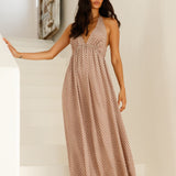 Cobbled Streets Halter Maxi Dress Brown