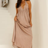 Cobbled Streets Halter Maxi Dress Brown