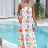 Elior Strapless Maxi Dress Print