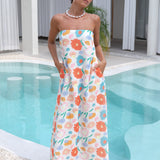 Elior Strapless Maxi Dress Print