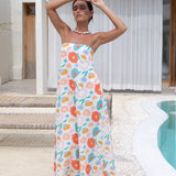 Elior Strapless Maxi Dress Print