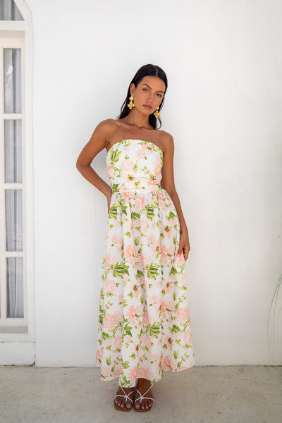 FORTUNATE ONE Bellissima Strapless Maxi Dress Pink