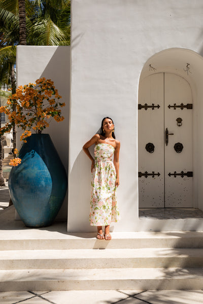 FORTUNATE ONE Bellissima Strapless Maxi Dress Pink