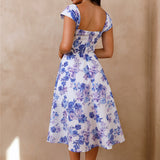 Moon Orchids Midi Dress Blue